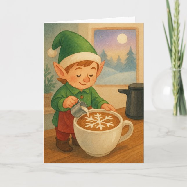 Elf Latte Art Holiday Card (Front)