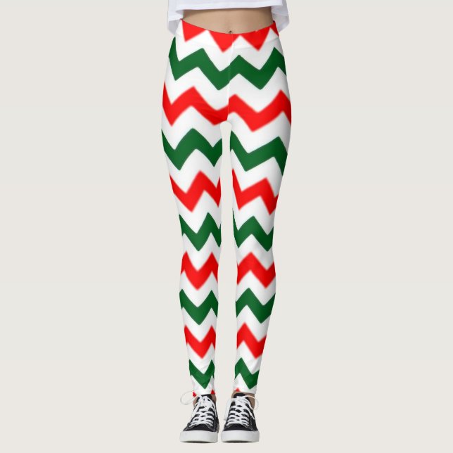 ELF LEGGINGS CHEVRON PATTERN RED AND GREEN (Front)