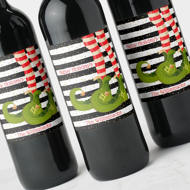 Elf Legs Black and White Stripes Wine Label (Creator Uploaded)