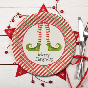 Elf Legs Christmas Holiday Paper Plate