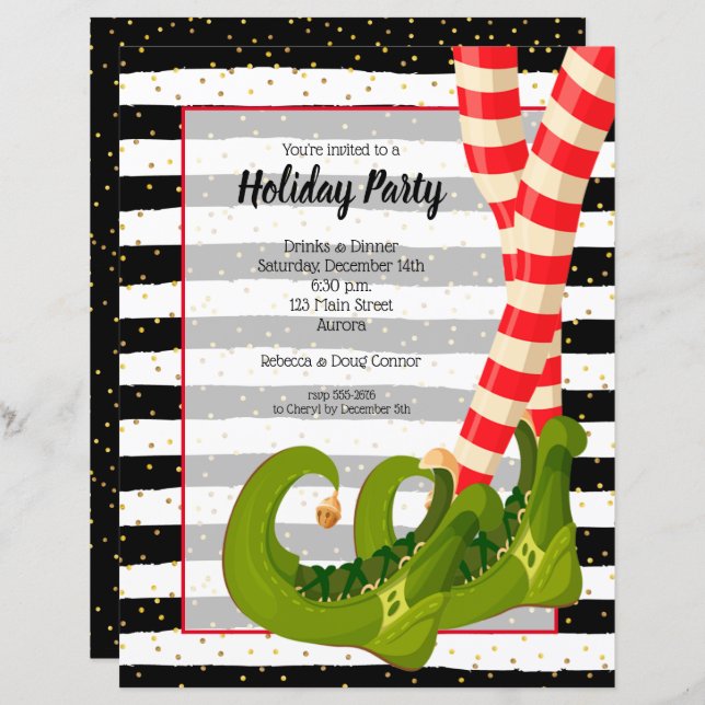 Elf Legs Holiday Christmas Budget Invitations (Front/Back)