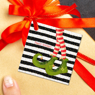 Elf Legs on Black and White Stripes Favour Tags