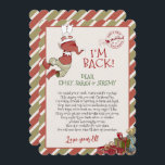 Elf Letter "I'm Back" for Christmas Invitation<br><div class="desc">I'm back! This little elf is waiting for the big Christmas fun. Whimsical watercolors and seasonal typography complement the design. Personalise this cute elf design with your details easily and quickly. Press the customise it button to further re-arrange,  and format the style and placement of the text.</div>