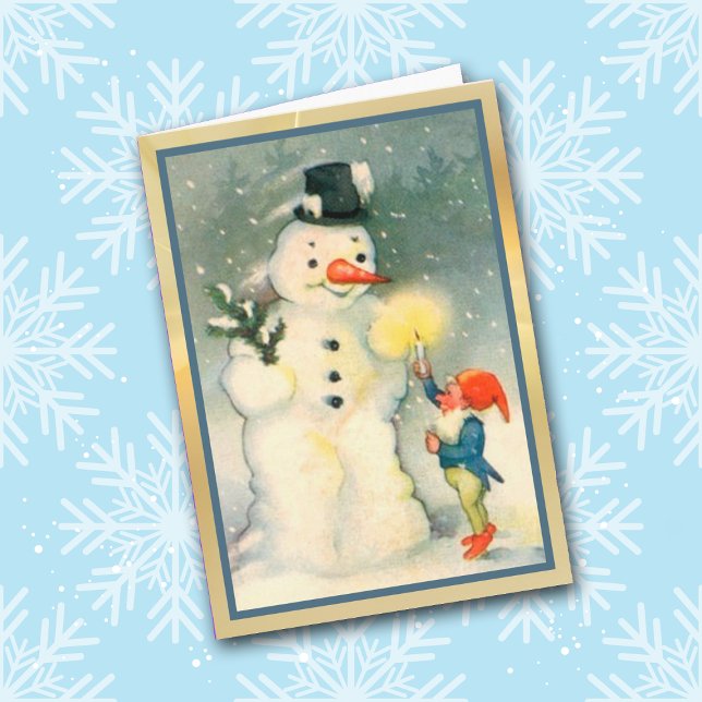 Elf Lights Snowman's Way Vintage Christmas Card (Creator Uploaded)