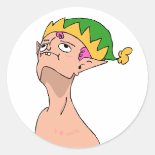 Elf looking up Chirstmas ! Classic Round Sticker