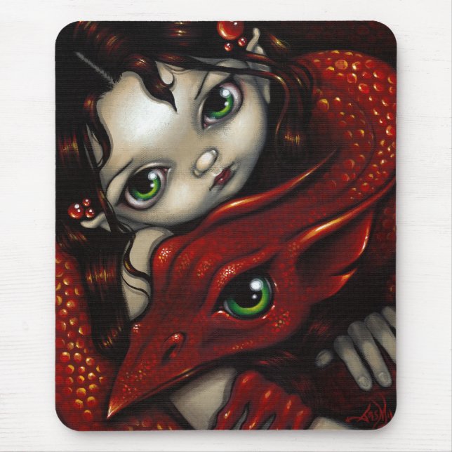 "Elf Maiden and Her Dragon" Mousepad (Front)