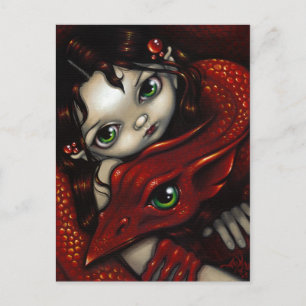 "Elf Maiden and Her Dragon" Postcard