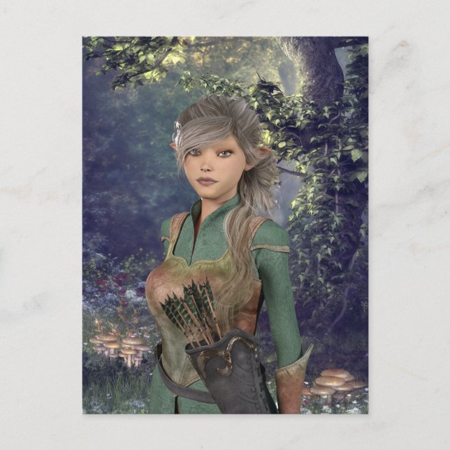 Elf Maiden in the Woods Postcard (Front)