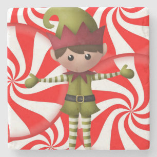 Elf Marble Stone Coaster Christmas
