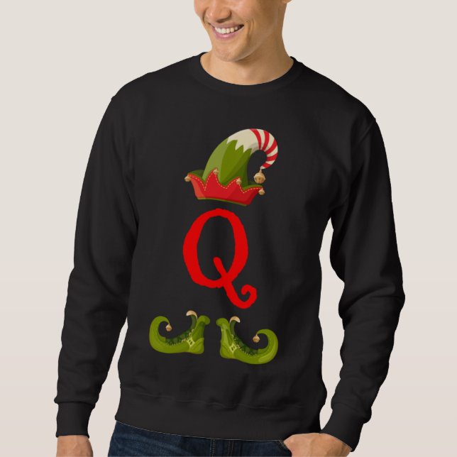 Elf Monogram Q initial Cute Matching Family Christ Sweatshirt (Front)