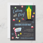Elf Movie Kids Chalkboard Winter Birthday  Invitation<br><div class="desc">Invite all your family and Friends to your child's winter themed party with these Elf chalkboard invitations. Personalise by adding all your party details!</div>