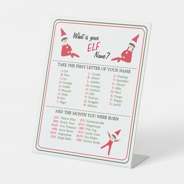 Elf Name Pedestal Sign (Front)