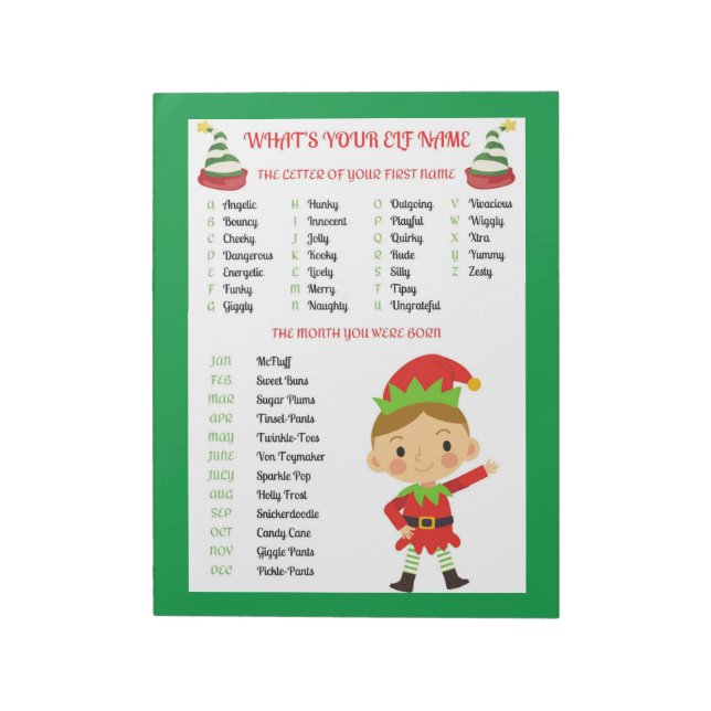 Elf Names Notepad (Rotated)