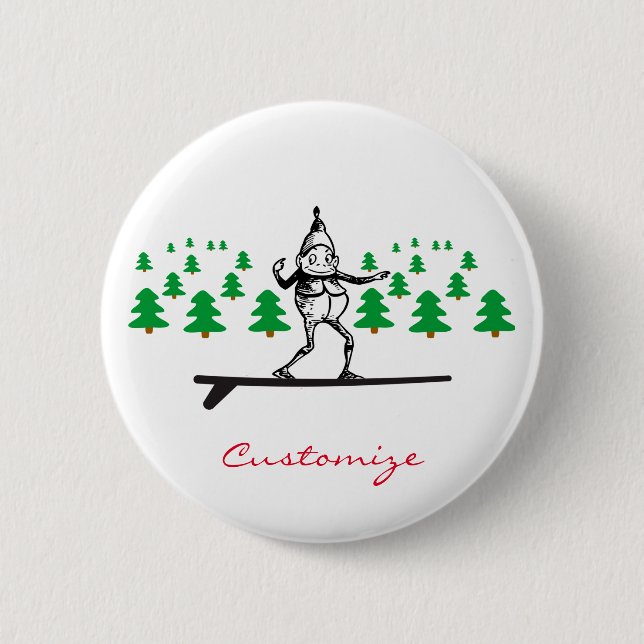 Elf on a Surfboard Thunder_Cove 6 Cm Round Badge (Front)