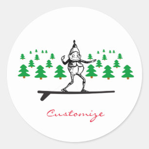 Elf on a Surfboard Thunder_Cove Classic Round Sticker