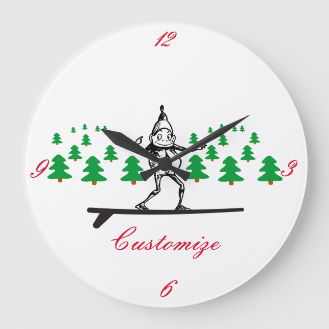 Elf on a Surfboard Thunder_Cove Large Clock (Front)