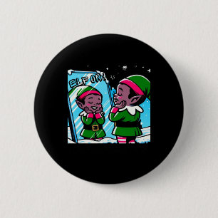 Elf On Himself- Cute Cartoon Elf Stuck On Himself  6 Cm Round Badge