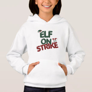 Elf On Strike Funny Kids Christmas Hoodie
