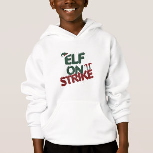 Elf On Strike Funny Kids Christmas Hoodie