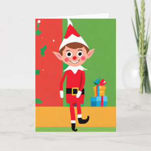 Elf Playful illustration Folded Holiday Card