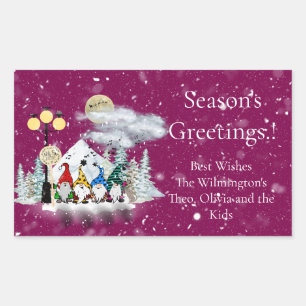 Elf Quartet Christmas Rectangular Gift Label
