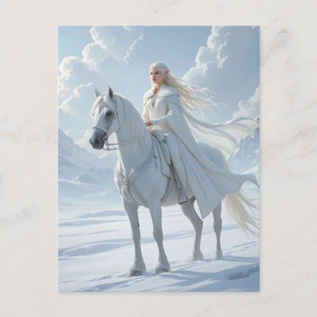 Elf Queen Riding White Horse Postcard (Front)