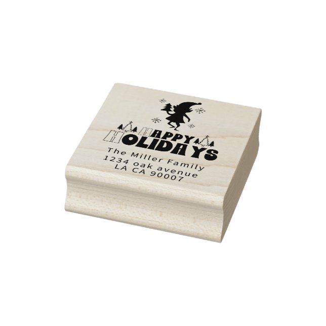 Elf retro Merry Christmas holiday Rubber Stamp (Stamp)