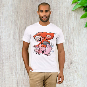 Elf Riding A Pig Mens T-Shirt