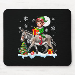Elf Riding Christmas Tree Colorful Lights Lover Ki Mouse Pad