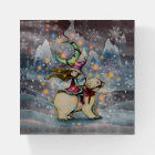 Elf Riding Polar Bear Christmas Holiday Art