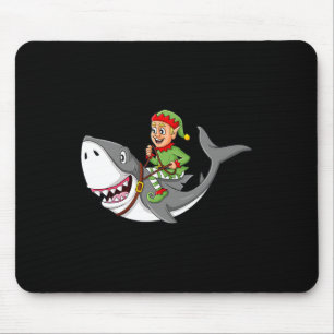 Elf Riding Shark Christmas Boys Girls Kids Xmas  Mouse Pad