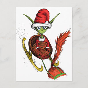 Elf Riding Sleigh Postcard