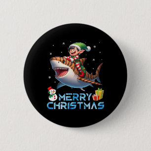 Elf Riding Tiger Shark Snowman Present Merry Chris 6 Cm Round Badge