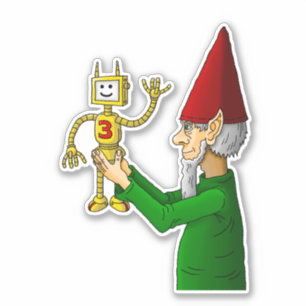 Elf & Robot from Santa's workshop Vinyl Sticker