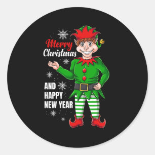 elf santa character classic round sticker