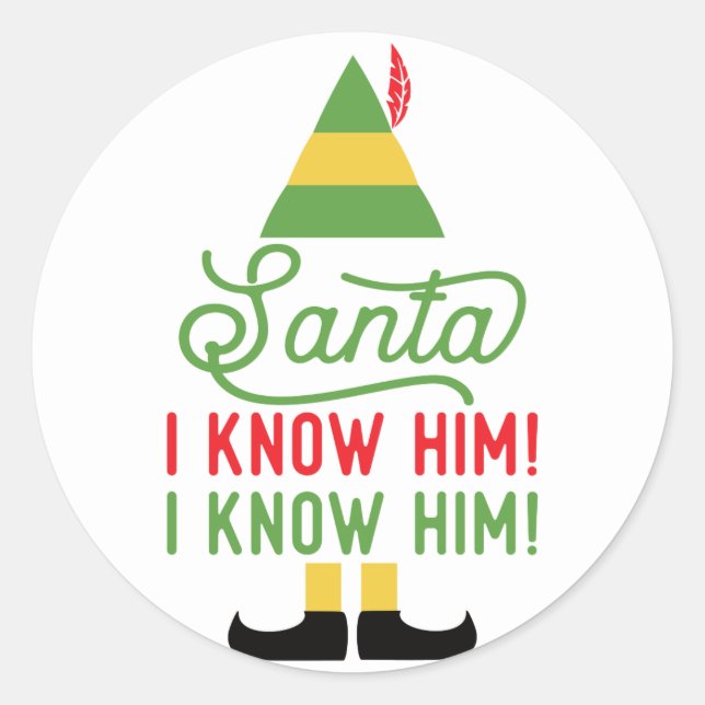 Elf Santa I know Him Christmas Stickers (Front)