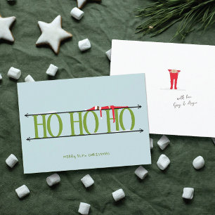 Elf Shenanigans Flat Green & Blue Christmas Card