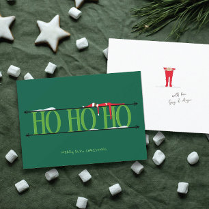 Elf Shenanigans Flat Hunter Green Christmas Card