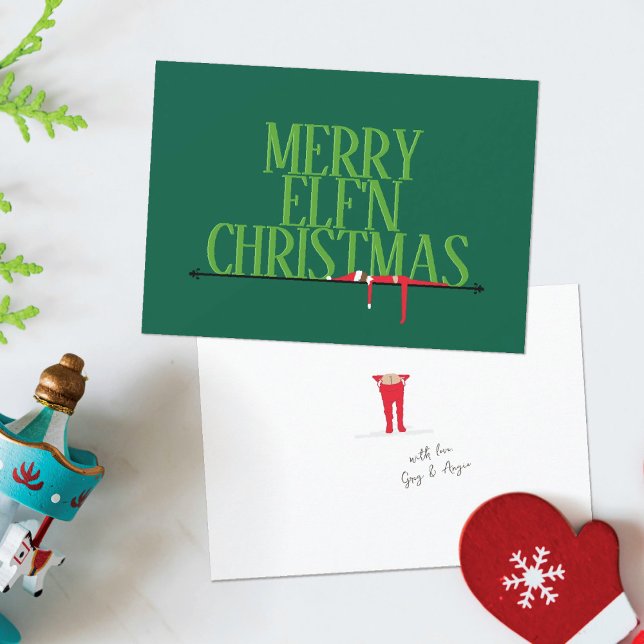 Elf Shenanigans Greeting Sign Christmas Card (Creator Uploaded)