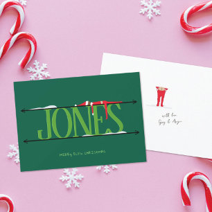 Elf Shenanigans Name Sign Hunter Green Christmas Holiday Card