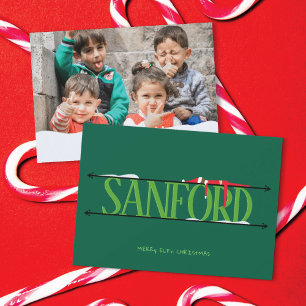 Elf Shenanigans Name Sign Photo Christmas Card