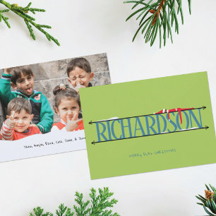Elf Shenanigans Name Sign Photo Christmas Card