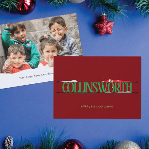 Elf Shenanigans Name Sign Photo Christmas Card