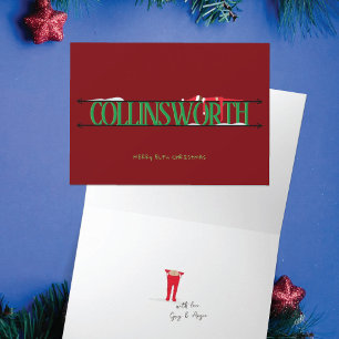 Elf Shenanigans Name Sign Red & Green Folded Card