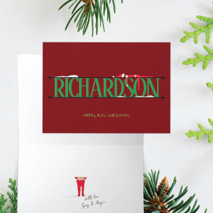 Elf Shenanigans Name Sign Red & Green Folded Card