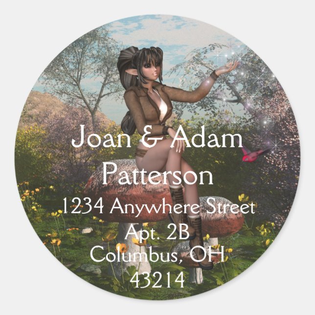 Elf sitting on a Mushroom Return Address Labels (Front)