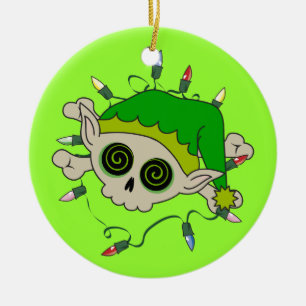 Elf Skull Ceramic Tree Decoration