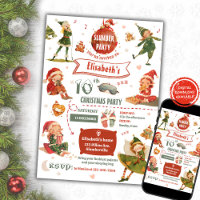 Elf Slumber Party Birthday Invitation