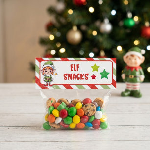 Elf Snacks Christmas Treat Bag Topper naughty elf Card