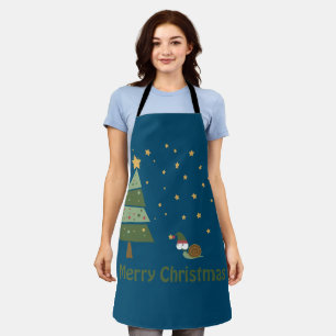 Elf Snail Christmas Scene Apron